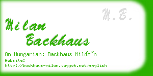 milan backhaus business card